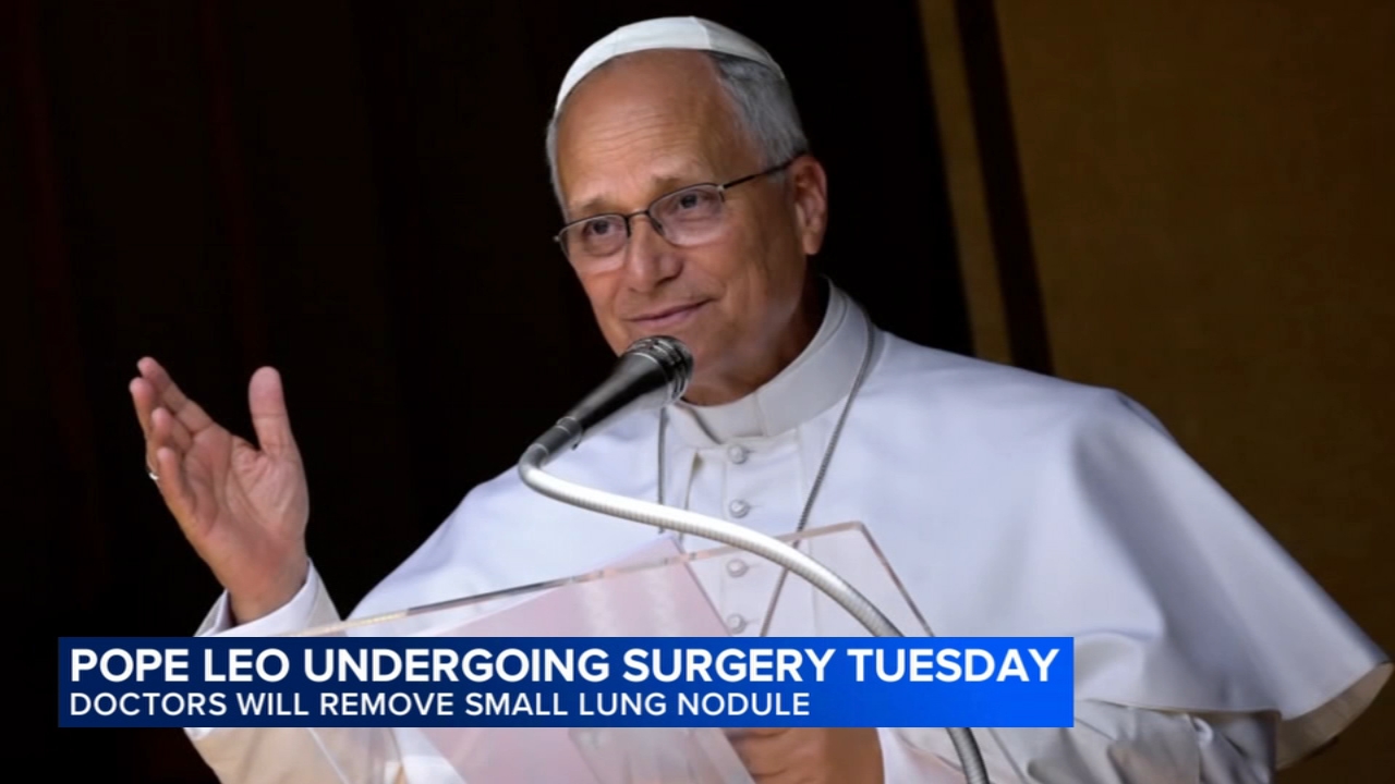 Pope Leo heads to hospital ahead of surgery to remove lung nodule

       — ABC 7 Bay Area, Saratoga Health news