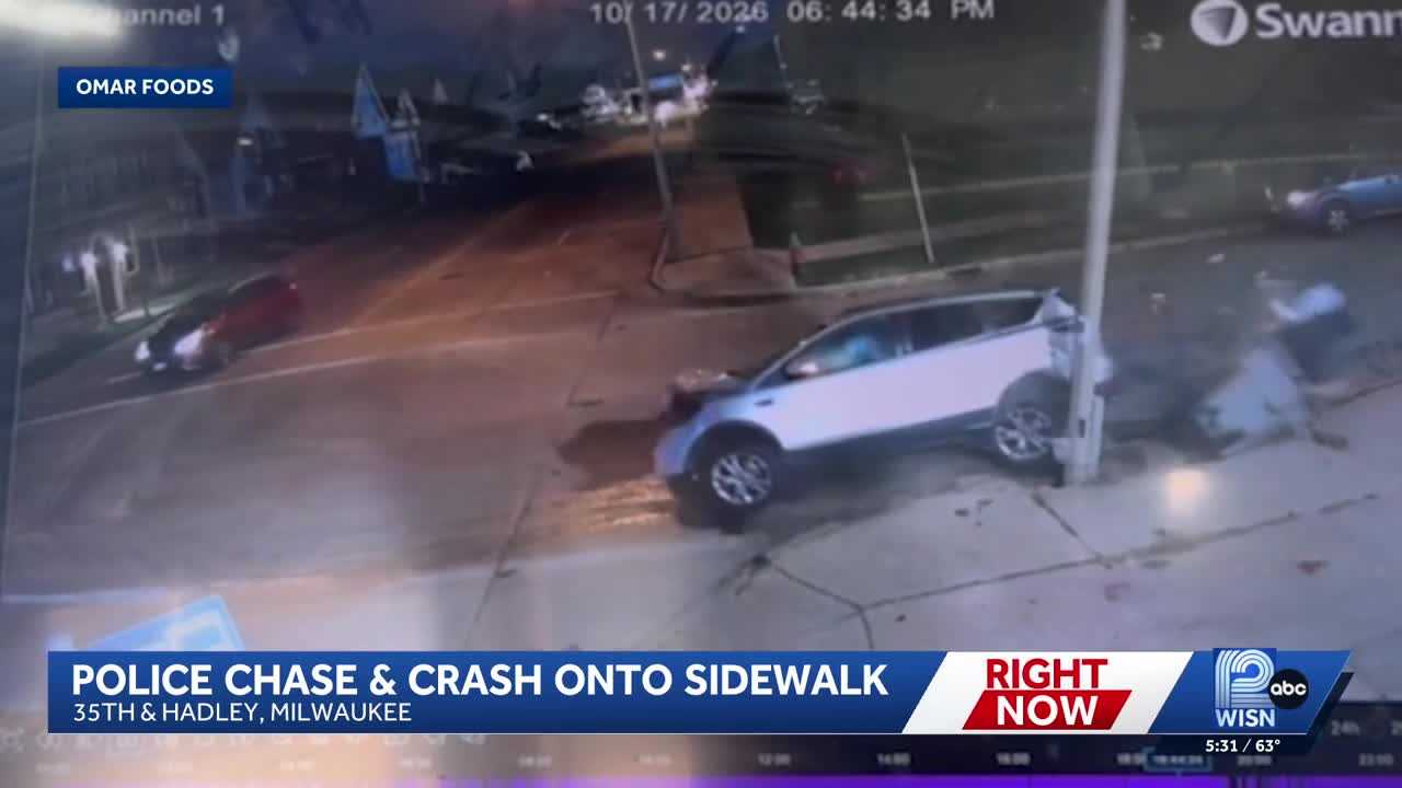Video: Milwaukee police chase ends with crash onto sidewalk — WISN 12 Milwaukee, Saratoga Community news